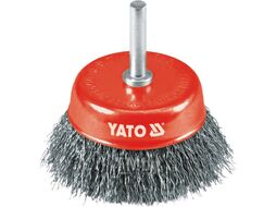 Щетка-крацовка чаш. мягкая 75мм со стержнем INOX Yato YT-4751