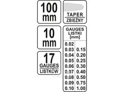 Щупы измерительные (диапазон 0,02-1мм) L100мм (17шт) Yato YT-7220