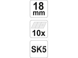 Лезвия запасные 18мм (10шт) SK5 Yato YT-7529
