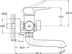 Смеситель для ванны G.lauf D35, бел. NUD3-A045YW (Смеситель цинковый, Гарантия 5 лет)
