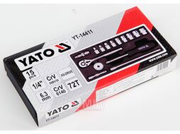 Набор инструмента 1/4" (15пр.) CrV Yato YT-14411
