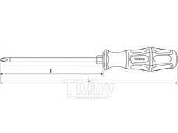 Отвертка стержневая ударная крестовая, PH2x150 мм Thorvik SDPG215