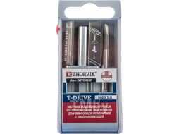 Метчик машинно-ручной T-DRIVE со спиральной подточкой для сквозных отверстий с направляющей в наборе М8х1.25, HSS-G Thorvik MTG8125SP