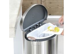 Мусорное ведро Brabantia FlatBack+ с защитой от отпечатков / 482021 (40л, стальной матовый)