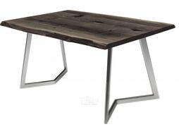 Обеденный стол Buro7 Уиллис с обзолом и сучками 180x80x74 (дуб мореный/серебристый)