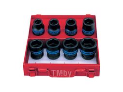 Набор ударных торцевых головок KING TONY 3/4", шестигранные, 19-38 мм, 8 предметов 6408MP10