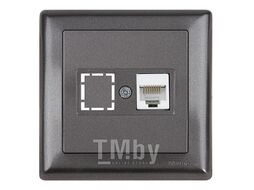 Розетка компьютерная 1xRJ45 (Cat5e, скрытая, с рамкой) дымчатый, DARIA, MUTLUSAN ((RJ 45) 8-pin, соединения типа 568A или 568B)