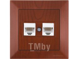 Розетка компьютерная 2xRJ45 (Cat6, скрытая) вишня, DARIA, MUTLUSAN ((2xRJ 45) 8-pin, соединения типа 568A или 568B)