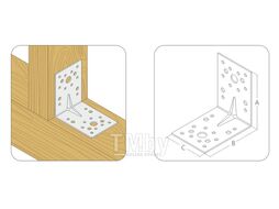 Крепежный уголок оцинкованный усиленный EKT 95x95x40x1,5 мм KUU-95x40x1,5 (упак/100шт) V020478