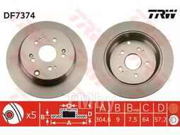 Тормозной диск Honda CR-V II 2.0i (2002-06), CR-V III (2007-) R TRW DF7374