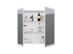 Зеркало-шкаф Dreja Point 80 см 2 дверцы, 2 стекл. полки, LED-подсветка белый (99.9034)