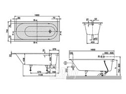 Ванна квариловая Villeroy & Boch Oberon 160x75 см с ножками (UBQ160OBE2V-01)
