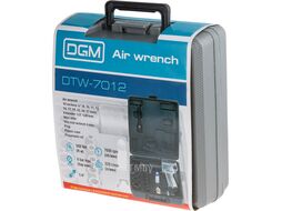 Пневмогайковерт 1/2" DGM DTW-7012 с лубрикатором и головками (580 Нм; Ударный мех-м: twin hammer; 7000 об/мин; Макс.резьба: М18; 220 л/мин;)