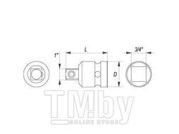 Головка-переходник ударный 3/4"(F)x1"(М) L63мм CrMo Yato YT-1168