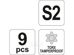 Ключи TORX sec. T10-T50 удл. S2 (набор 9пр.) Yato YT-0563
