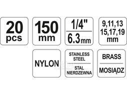 Щетки для внутренней очистки труб 150мм (набор 20пр.) Yato YT-08195