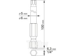 Биты TORX sec. T20, T30 1/4"х100мм (2шт) S2 HRC58-62 Yato YT-0492