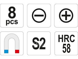 Отвертки (набор 8шт.) S2 HRC58 Yato YT-25980