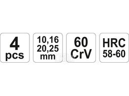 Стамески 10, 16, 20, 25мм набор (деревянная ручка) Yato YT-6260