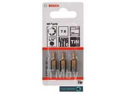 Насадка-бита с крестообразным шлицем Torx Max Grip T8 25мм (3шт) 2.607.001.687 BOSCH