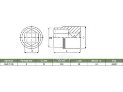 Головка торцевая 3/8"DR, 8 мм Jonnesway S04H3108