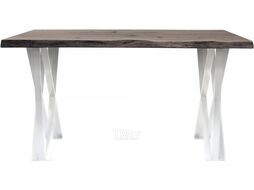 Обеденный стол Buro7 Призма с обзолом и сучками 150x80x76 (дуб мореный/белый)
