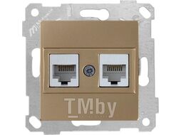 Розетка компьютерная 2xRJ45 (Cat6, скрытая, без рамки) золото, RITA, MUTLUSAN