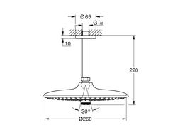 Верхний душ Grohe Euphoria 260 с потолочным душевым кронштейном (26461000)