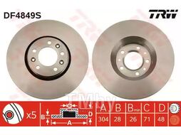 Тормозной диск Citroen C5 (2008-), Jumpy, Fiat Scudo, Peugeot Expert (2007-) F TRW DF4849S