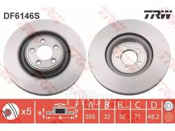 Тормозной диск JAGUAR XF 2008-, XJ 2009-, XK 2006-14 TRW DF6146S