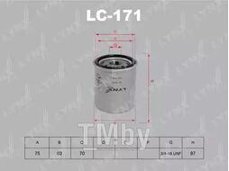 Фильтр масляный TOYOTA Camry 2.5 >91, 3.0 91>, Corolla 1.4D 04>, Land Cruiser 100 4.7 98>, Prado 2.7-4.7 02>, Yaris 1.4D 01>, LEXUS GS300, 430 93-05, IS200 99-05, RX300, 400h 03> LYNXauto LC-171
