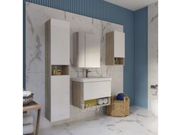Тумба под умывальник Dreja Perfecto 70 см подвесная, 1 ящик, дуб эврика/белый глянец (99.0812)