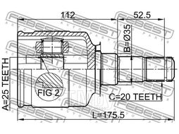 Шрус внутренний левый 25x35x20 TOYOTA CAMRY (JPP/SED) SXV1#,VCV10,MCV10 1992.08-2001.04 [GR] FEBEST 0111-ST215LH