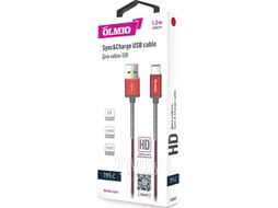 Кабель Olmio HD USB 2.0 - USB Type-C 2.1A / 038839 (1.2м, красный)