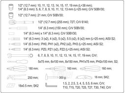Набор инструмента в ALU ящике1/2", 1/4" (80пр.) CrV Yato YT-38951