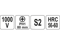 Отвёртка PH1х80мм (1000V) Yato YT-2822