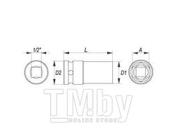 Головка торцевая ударная 1/2" 6гр. 25мм L78мм CrMo Yato YT-1045