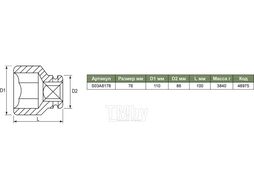 Головка торцевая ударная 1"DR, 78 мм Jonnesway S03A8178