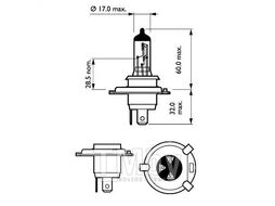Автолампа (872790036198830) (Блистер), H4 LongerLife Ecovision, 12V, 60/55W, P43t-38, увелич.срок службы, до 20экономии энергии, +10света PHILIPS 12342LLECOB1