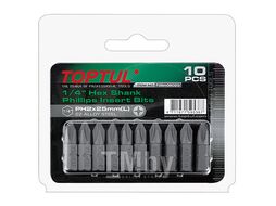 Насадка крестообразная PH3 25мм 10шт блистер TOPTUL (FSBA0803G)