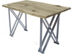Обеденный стол Buro7 Призма с обзолом и сучками 110x80x76 (дуб беленый/серебристый)