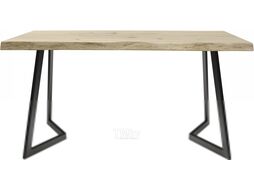 Обеденный стол Buro7 Уиллис с обзолом и сучками 150x80x74 (дуб беленый/черный)