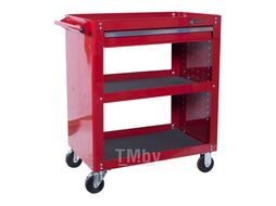 Тележка открытая, 3 полки и ящик, красная МАСТАК 520-01580R
