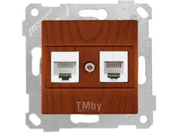 Розетка компьютерная 2xRJ45 (Cat5e, скрытая, без рамки) вишня, RITA, MUTLUSAN