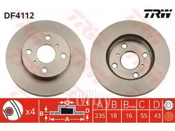 Тормозной диск Toyota Yaris (12.2001-) F TRW DF4112