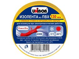 Изолента Unibob ПВХ 15мм x 20м 130 мкн / 59649 (желтый)