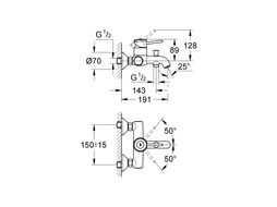 Смеситель для ванны и душа Grohe BauClassic (32865000)