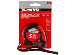 Рулетка Status magnet fixation, 5 м х 19 мм, обрезиненный корпус, зацеп с магнитом MATRIX 31023