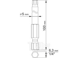 Биты TORX sec. T10, T25 1/4"х100мм (2шт) S2 HRC58-62 Yato YT-0490