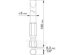 Биты 4,0мм, 5,0мм 1/4"х100мм (2шт) S2 HRC58-62 Yato YT-0484